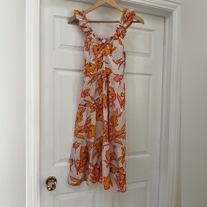 NWT Monteau Los Angeles floral Orange and pink sundress size S.